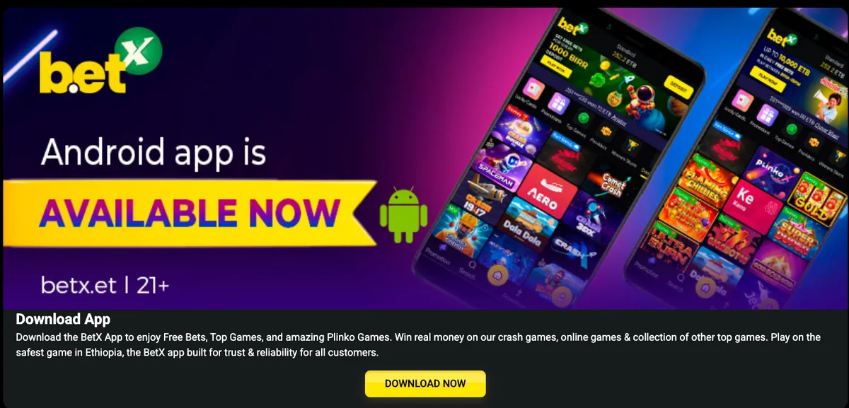 Betx Android app shown on a smartphone